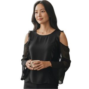 Hollister Witchy Whimsy Goth Black Cold Shoulder Blouse Womens Size Small